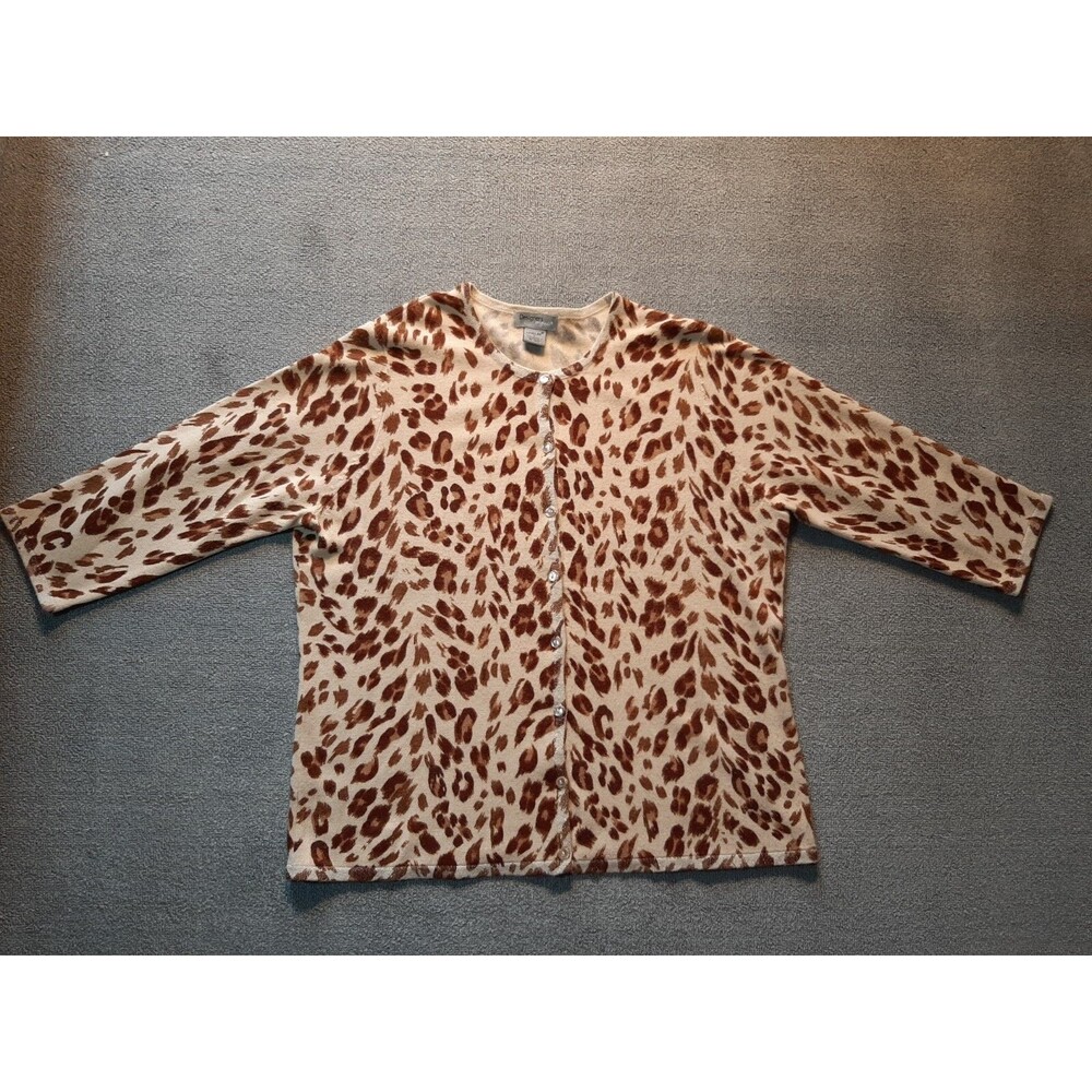 Designers Button Up Shirt Womens Large L 3/4 Sleeve Acrylic